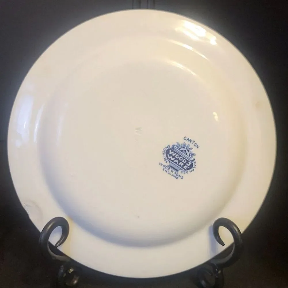Woods Ware Enoch Ralph Canton Plate Blue‎ White Asian Inspired Decor
